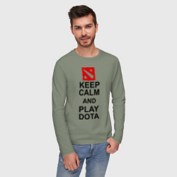 Лонгслив хлопковый мужской Keep Calm & Play Dota, цвет: авокадо — фото 2