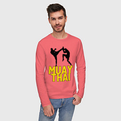 Лонгслив хлопковый мужской Muay Thai, цвет: коралловый — фото 2