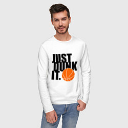 Лонгслив хлопковый мужской Just dunk it, цвет: белый — фото 2