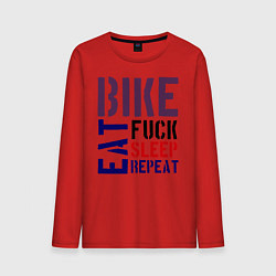 Лонгслив хлопковый мужской Bike eat sleep repeat, цвет: красный