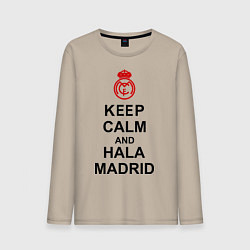 Лонгслив хлопковый мужской Keep Calm & Hala Madrid, цвет: миндальный