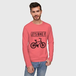 Лонгслив хлопковый мужской Lets bike it, цвет: коралловый — фото 2