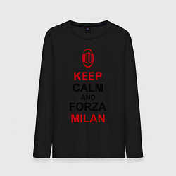Лонгслив хлопковый мужской Keep Calm & Forza Milan, цвет: черный