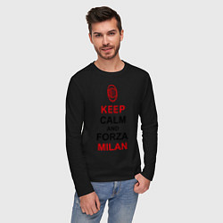 Лонгслив хлопковый мужской Keep Calm & Forza Milan, цвет: черный — фото 2