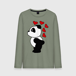 Лонгслив хлопковый мужской Поцелуй панды: для него, цвет: авокадо
