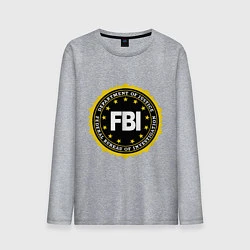 Лонгслив хлопковый мужской FBI Departament, цвет: меланж