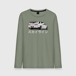 Лонгслив хлопковый мужской R32 GODZILLA, цвет: авокадо