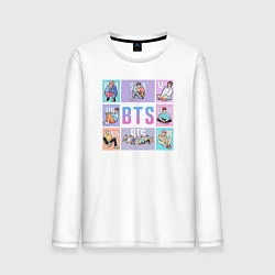 Лонгслив хлопковый мужской BTS Boys, цвет: белый