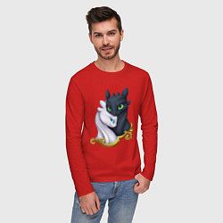 Лонгслив хлопковый мужской Дневная и ночная фурия, цвет: красный — фото 2