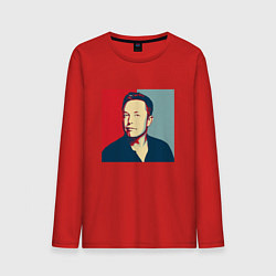 Лонгслив хлопковый мужской Elon Musk: Portrait, цвет: красный