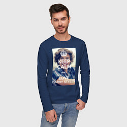 Лонгслив хлопковый мужской Keep Calm & Love Harry Styles, цвет: тёмно-синий — фото 2