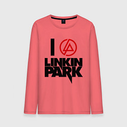 Лонгслив хлопковый мужской I love Linkin Park, цвет: коралловый