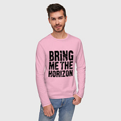 Лонгслив хлопковый мужской Bring me the horizon цвета светло-розовый — фото 2
