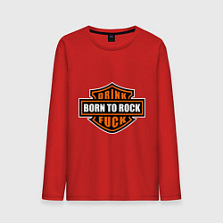 Лонгслив хлопковый мужской Born to rock, цвет: красный