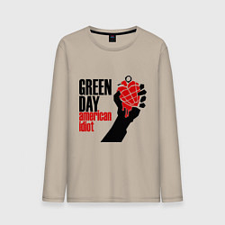 Лонгслив хлопковый мужской Green Day: American idiot, цвет: миндальный