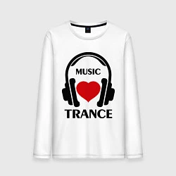 Лонгслив хлопковый мужской Trance Music is Love, цвет: белый