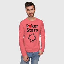 Лонгслив хлопковый мужской Poker Stars, цвет: коралловый — фото 2