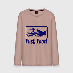 Лонгслив хлопковый мужской Shark fast food, цвет: пыльно-розовый
