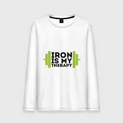 Лонгслив хлопковый мужской Iron is my therapy, цвет: белый