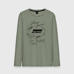 Лонгслив хлопковый мужской Ateez автографы, цвет: авокадо