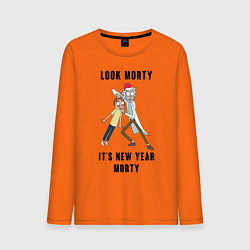Лонгслив хлопковый мужской LOOK MORTY ITS NEW YEAR MORTY цвета оранжевый — фото 1