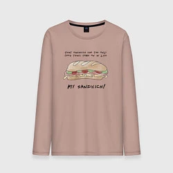 Лонгслив хлопковый мужской My Sandwich !, цвет: пыльно-розовый