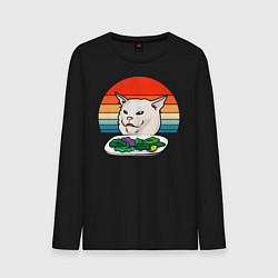 Лонгслив хлопковый мужской Woman yelling at a cat, цвет: черный