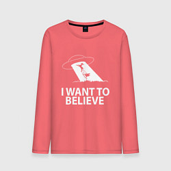 Лонгслив хлопковый мужской I WANT TO BELIEVE, цвет: коралловый