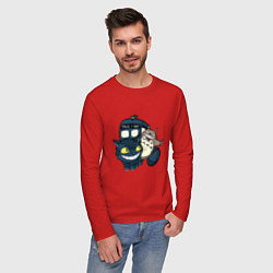 Лонгслив хлопковый мужской Tardis Totoro, цвет: красный — фото 2