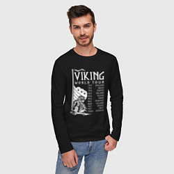 Лонгслив хлопковый мужской Viking world tour цвета черный — фото 2
