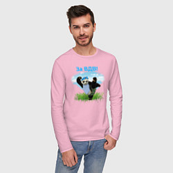 Лонгслив хлопковый мужской Панда ВДВ цвета светло-розовый — фото 2