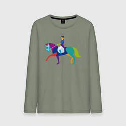 Лонгслив хлопковый мужской Всадник на коне, цвет: авокадо