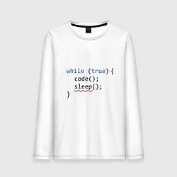 Лонгслив хлопковый мужской Code - sleep, цвет: белый