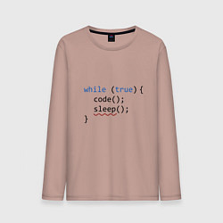 Лонгслив хлопковый мужской Code - sleep, цвет: пыльно-розовый