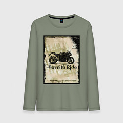 Лонгслив хлопковый мужской Born to Ride, цвет: авокадо