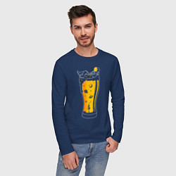 Лонгслив хлопковый мужской Космонавт, цвет: тёмно-синий — фото 2