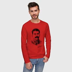 Лонгслив хлопковый мужской Товарищ Сталин, цвет: красный — фото 2