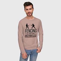 Лонгслив хлопковый мужской Fencing, цвет: пыльно-розовый — фото 2