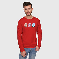 Лонгслив хлопковый мужской Peace, love, fencing, цвет: красный — фото 2