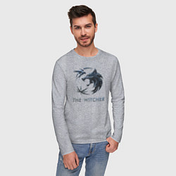 Лонгслив хлопковый мужской Ведьмак Белый волк Геральт, цвет: меланж — фото 2