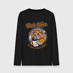 Лонгслив хлопковый мужской Black Coffee Cat, цвет: черный