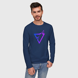 Лонгслив хлопковый мужской Liquid Triangle, цвет: тёмно-синий — фото 2