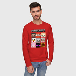Лонгслив хлопковый мужской MINECRAFT, цвет: красный — фото 2