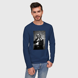 Лонгслив хлопковый мужской Бродский и кот, цвет: тёмно-синий — фото 2
