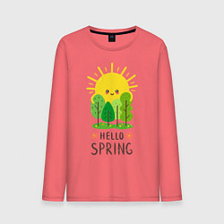 Лонгслив хлопковый мужской Hello Spring, цвет: коралловый