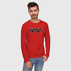 Лонгслив хлопковый мужской NASA, цвет: красный — фото 2