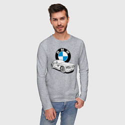 Лонгслив хлопковый мужской BMW, цвет: меланж — фото 2
