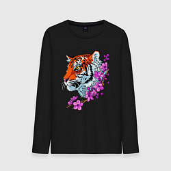 Лонгслив хлопковый мужской Тигр, цвет: черный
