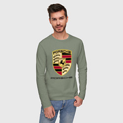 Лонгслив хлопковый мужской PORSCHE, цвет: авокадо — фото 2