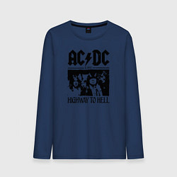 Лонгслив хлопковый мужской ACDC highway to hell, цвет: тёмно-синий